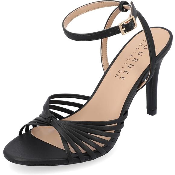 Journee Collection Women Vanita Stiletto Ankle Strap Sandals Size US 7W Black - Picture 1 of 7